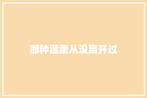 那种温柔从没离开过
