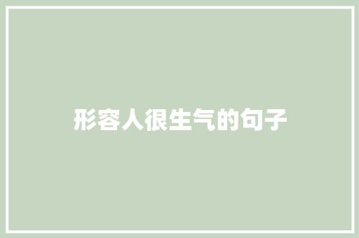 形容人很生气的句子