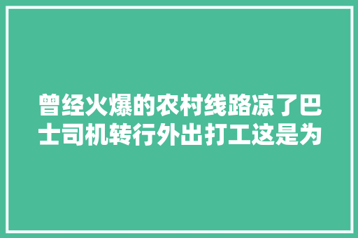 曾经火爆的农村线路凉了巴士司机转行外出打工这是为啥呢