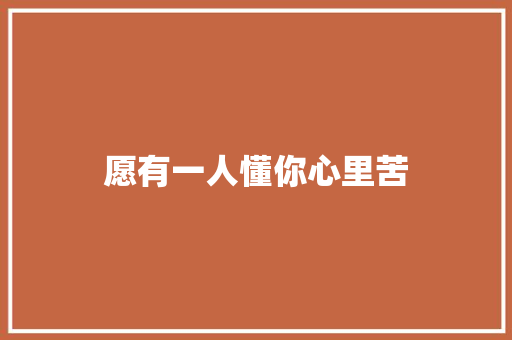 愿有一人懂你心里苦
