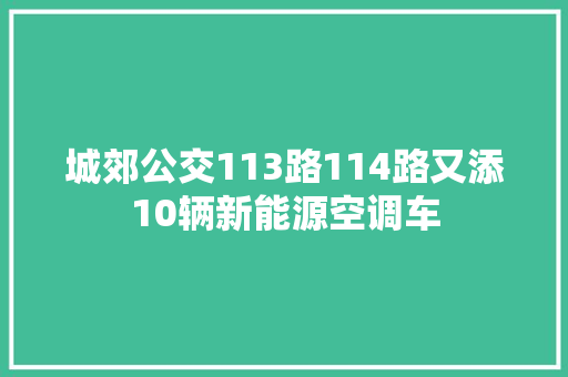 城郊公交113路114路又添10辆新能源空调车
