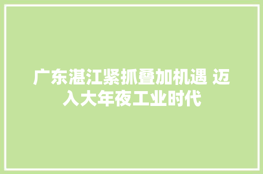 广东湛江紧抓叠加机遇 迈入大年夜工业时代