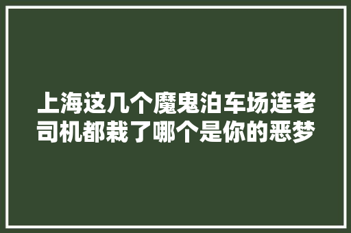 上海这几个魔鬼泊车场连老司机都栽了哪个是你的恶梦