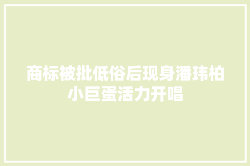 商标被批低俗后现身潘玮柏小巨蛋活力开唱