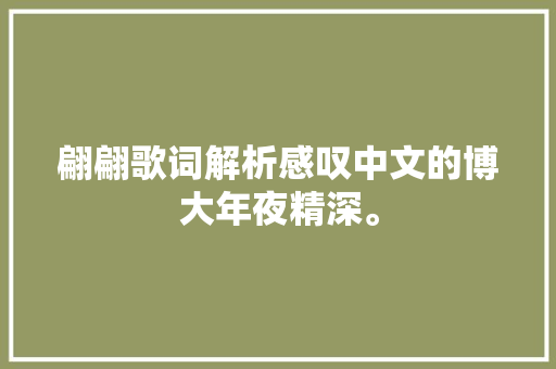 翩翩歌词解析感叹中文的博大年夜精深。