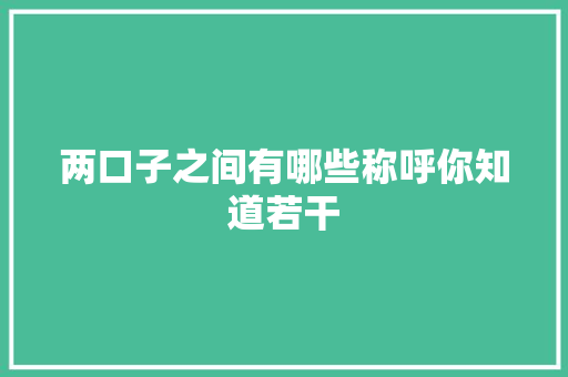 两口子之间有哪些称呼你知道若干