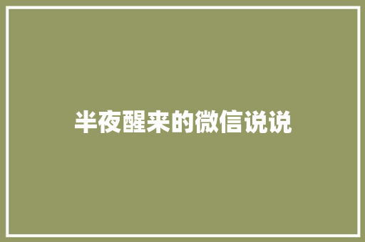 半夜醒来的微信说说