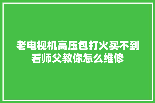 老电视机高压包打火买不到看师父教你怎么维修