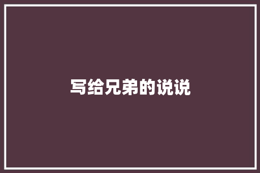 写给兄弟的说说