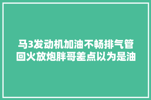 马3发动机加油不畅排气管回火放炮胖哥差点以为是油品问题