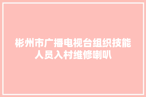 彬州市广播电视台组织技能人员入村维修喇叭