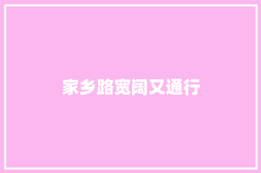 家乡路宽阔又通行