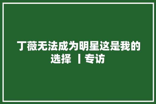 丁薇无法成为明星这是我的选择 丨专访