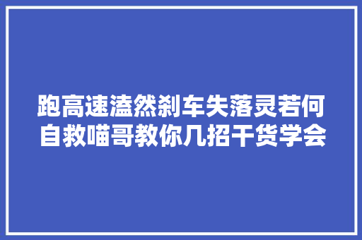 跑高速溘然刹车失落灵若何自救喵哥教你几招干货学会能救命