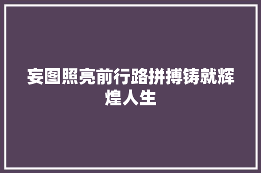 妄图照亮前行路拼搏铸就辉煌人生