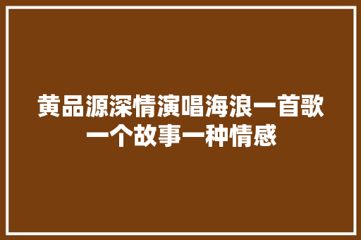 黄品源深情演唱海浪一首歌一个故事一种情感