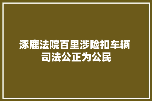 涿鹿法院百里涉险扣车辆 司法公正为公民