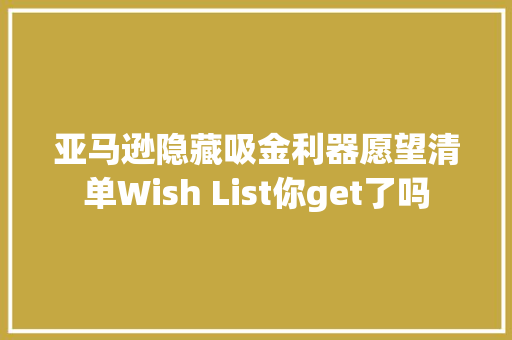 亚马逊隐藏吸金利器愿望清单Wish List你get了吗