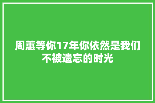 周蕙等你17年你依然是我们不被遗忘的时光