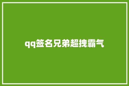 qq签名兄弟超拽霸气