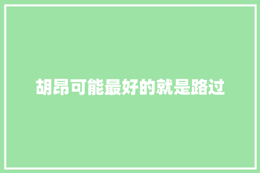胡昂可能最好的就是路过 休闲娱乐