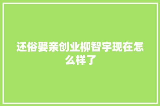 还俗娶亲创业柳智宇现在怎么样了