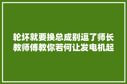 轮坏就要换总成别逗了师长教师傅教你若何让发电机起去世回生