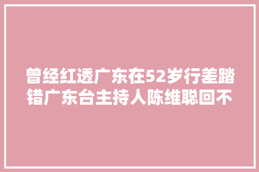 曾经红透广东在52岁行差踏错广东台主持人陈维聪回不去了