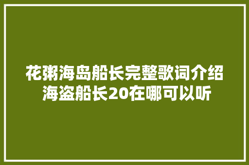 花粥海岛船长完整歌词介绍 海盗船长20在哪可以听