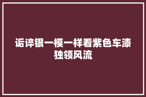 诟谇银一模一样看紫色车漆独领风流
