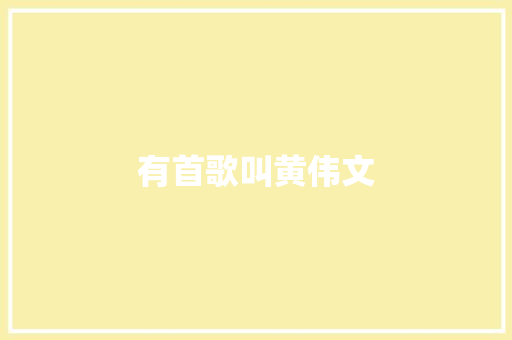 有首歌叫黄伟文