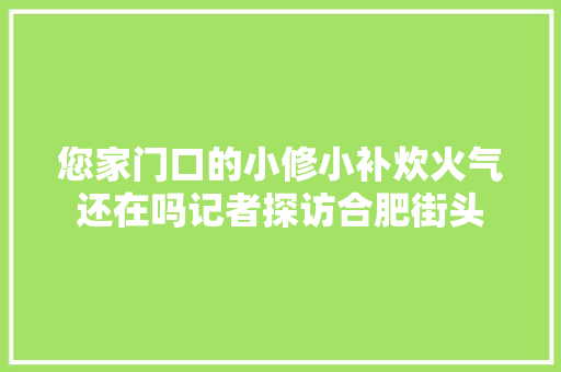 您家门口的小修小补炊火气还在吗记者探访合肥街头 汽车知识
