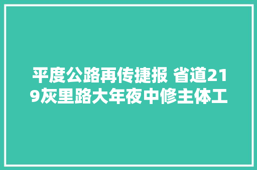 平度公路再传捷报 省道219灰里路大年夜中修主体工程顺利落成 汽车知识