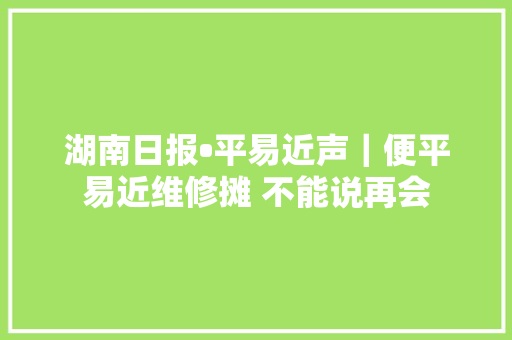 湖南日报•平易近声｜便平易近维修摊 不能说再会