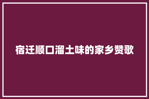 宿迁顺口溜土味的家乡赞歌