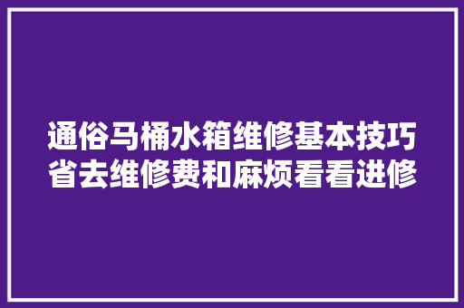 通俗马桶水箱维修基本技巧省去维修费和麻烦看看进修不吃亏
