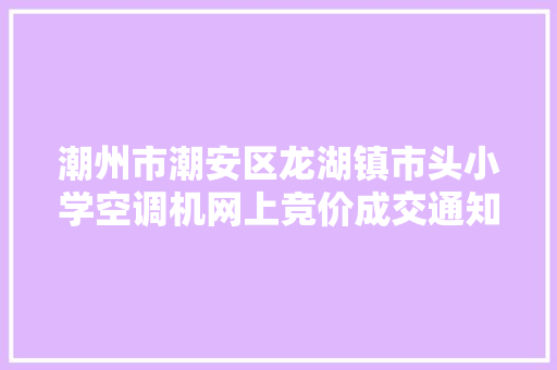 潮州市潮安区龙湖镇市头小学空调机网上竞价成交通知书记