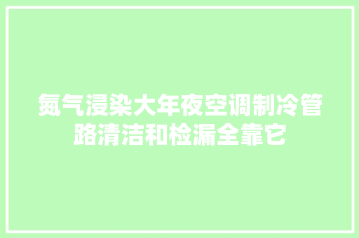 氮气浸染大年夜空调制冷管路清洁和检漏全靠它