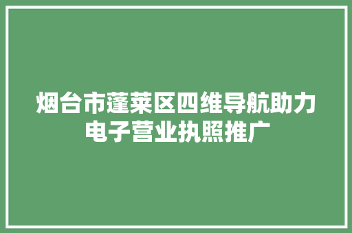 烟台市蓬莱区四维导航助力电子营业执照推广
