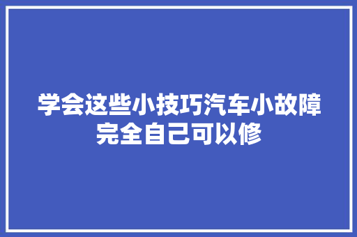 学会这些小技巧汽车小故障完全自己可以修