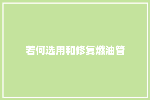 若何选用和修复燃油管