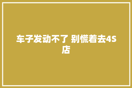 车子发动不了 别慌着去4S店