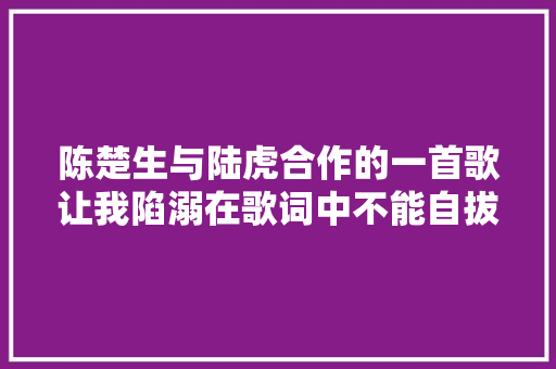 陈楚生与陆虎合作的一首歌让我陷溺在歌词中不能自拔