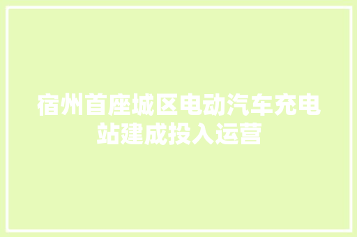 宿州首座城区电动汽车充电站建成投入运营