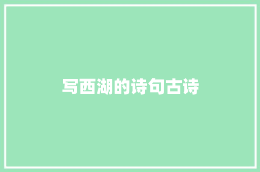 写西湖的诗句古诗