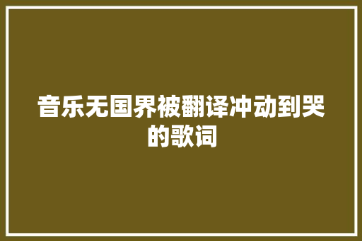 音乐无国界被翻译冲动到哭的歌词