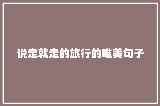 说走就走的旅行的唯美句子