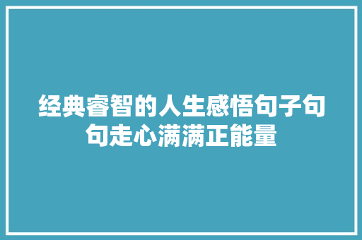 经典睿智的人生感悟句子句句走心满满正能量