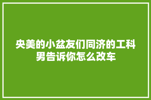 央美的小盆友们同济的工科男告诉你怎么改车