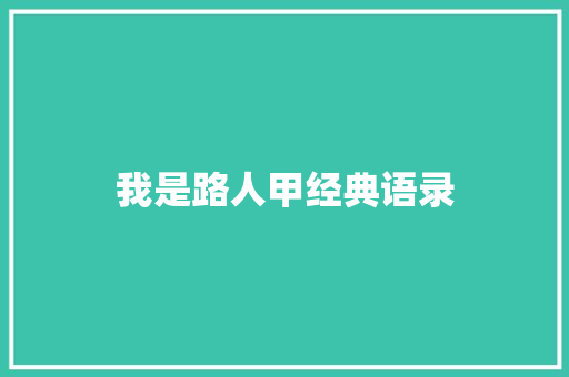 我是路人甲经典语录